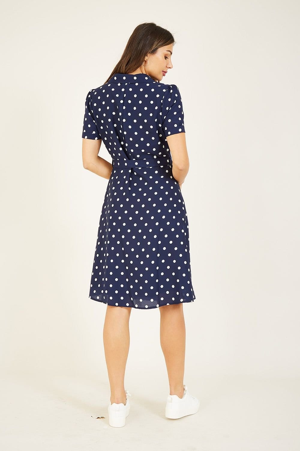 Yumi Yumi Women's Navy Spotted Shirt Dress - 4