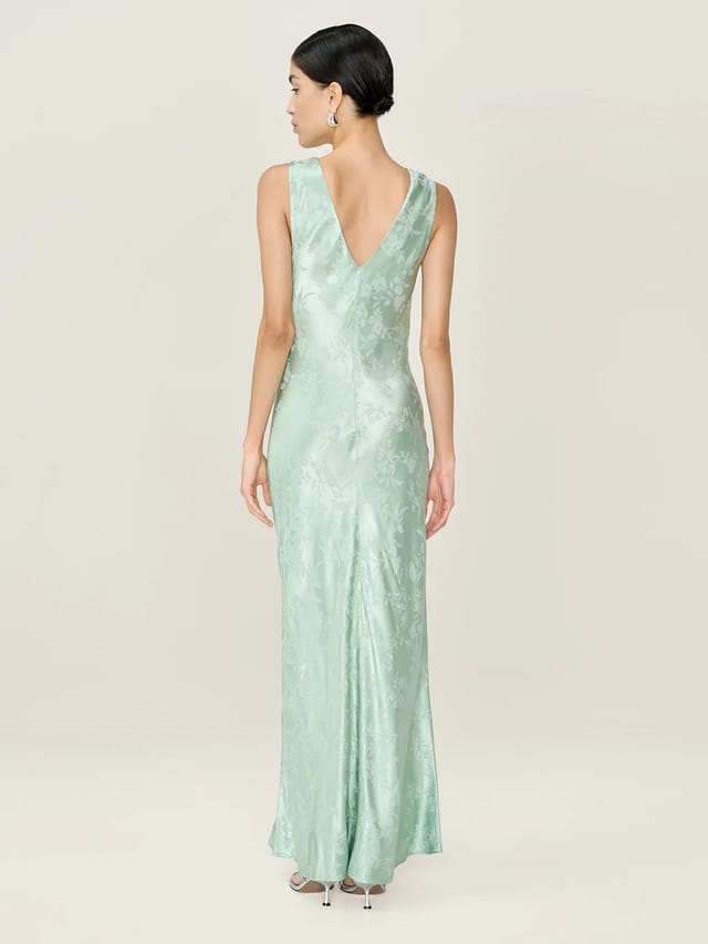 OMNES Iris Jacquard Dress in Sage - 3