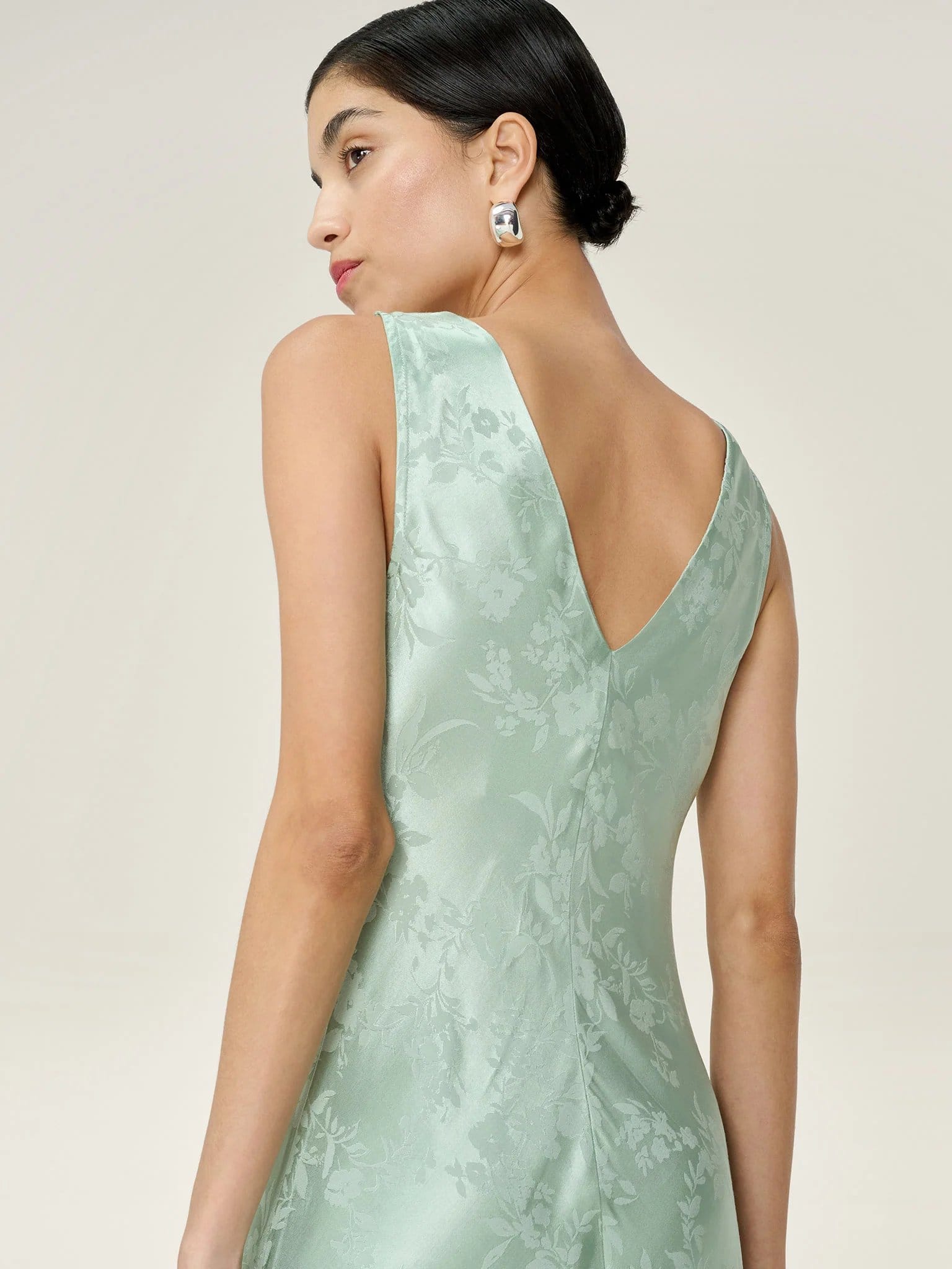 OMNES Iris Jacquard Dress in Sage - 4