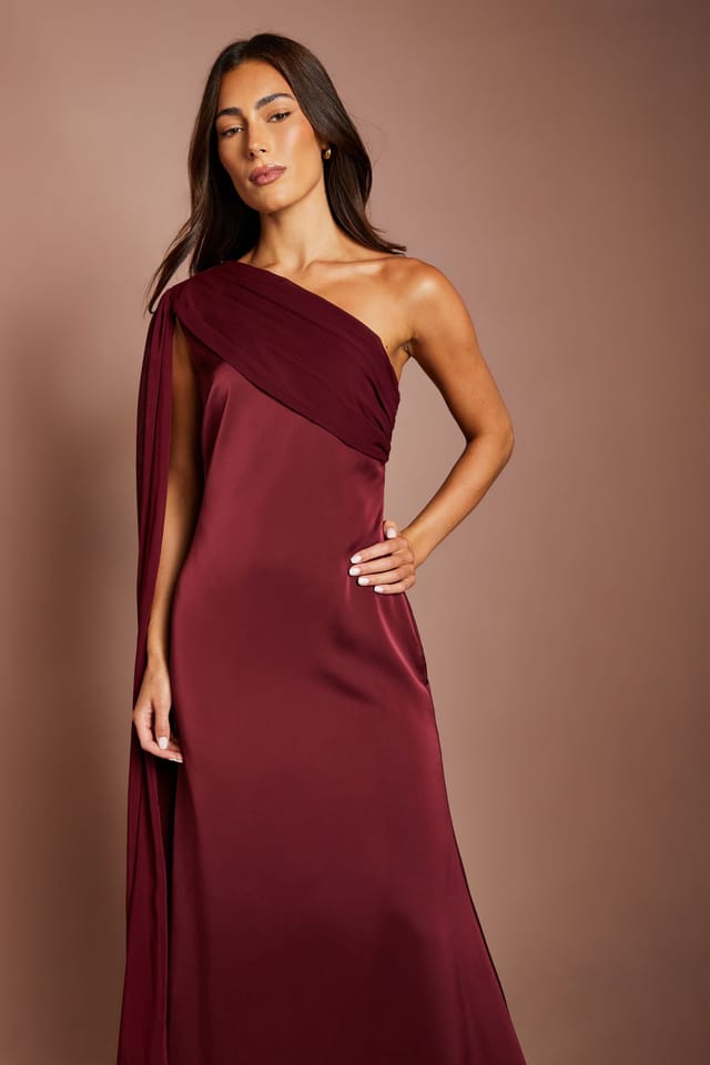 Coast Coast Women's Shoulder Chiffon Drape Maxi Dress in Oxblood - 2