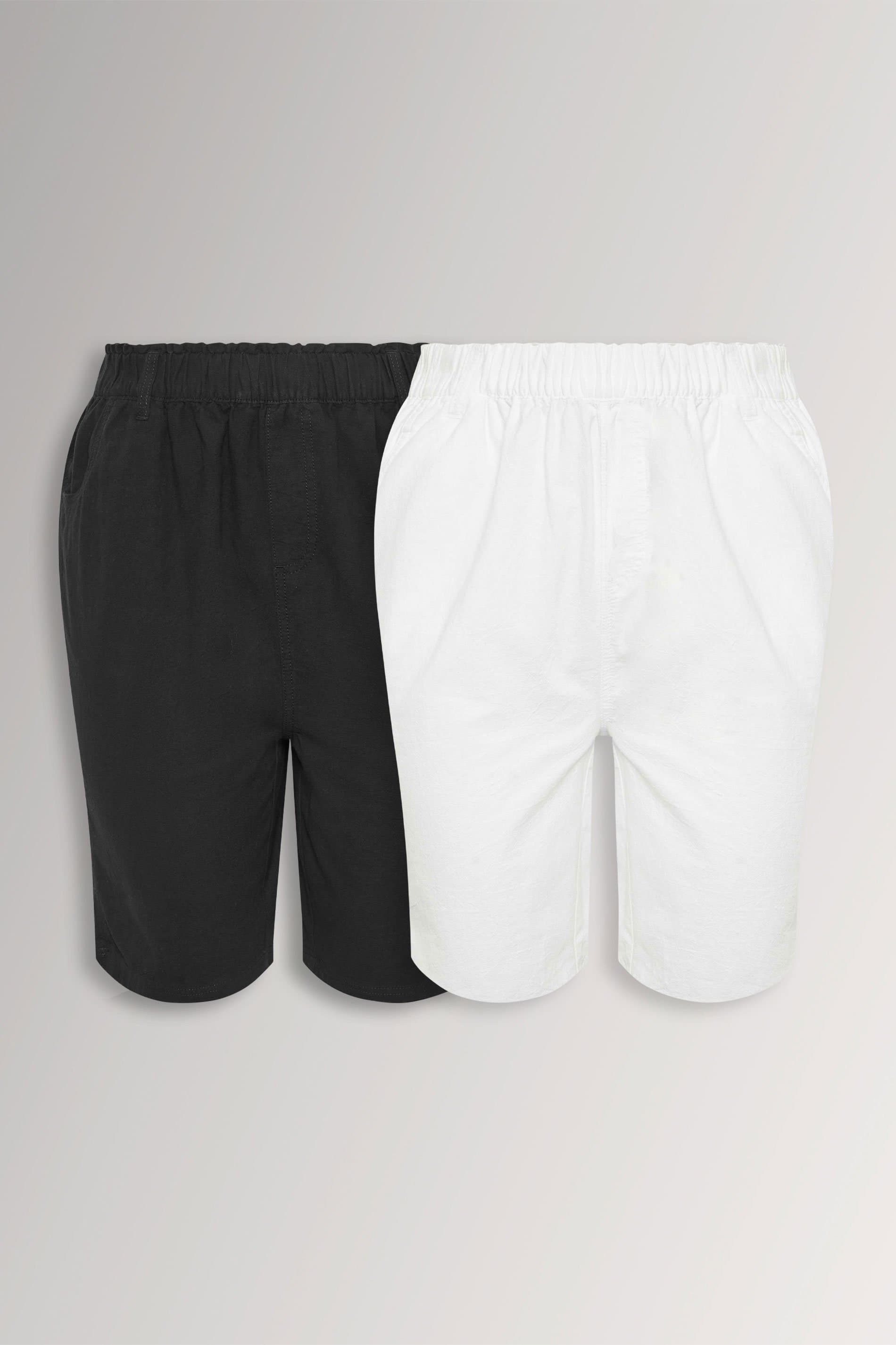 Yours 2 Pack Plus Size Black & White Cool Cotton Shorts