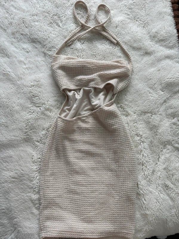 Shein SHEIN Cream halter neck mini dress