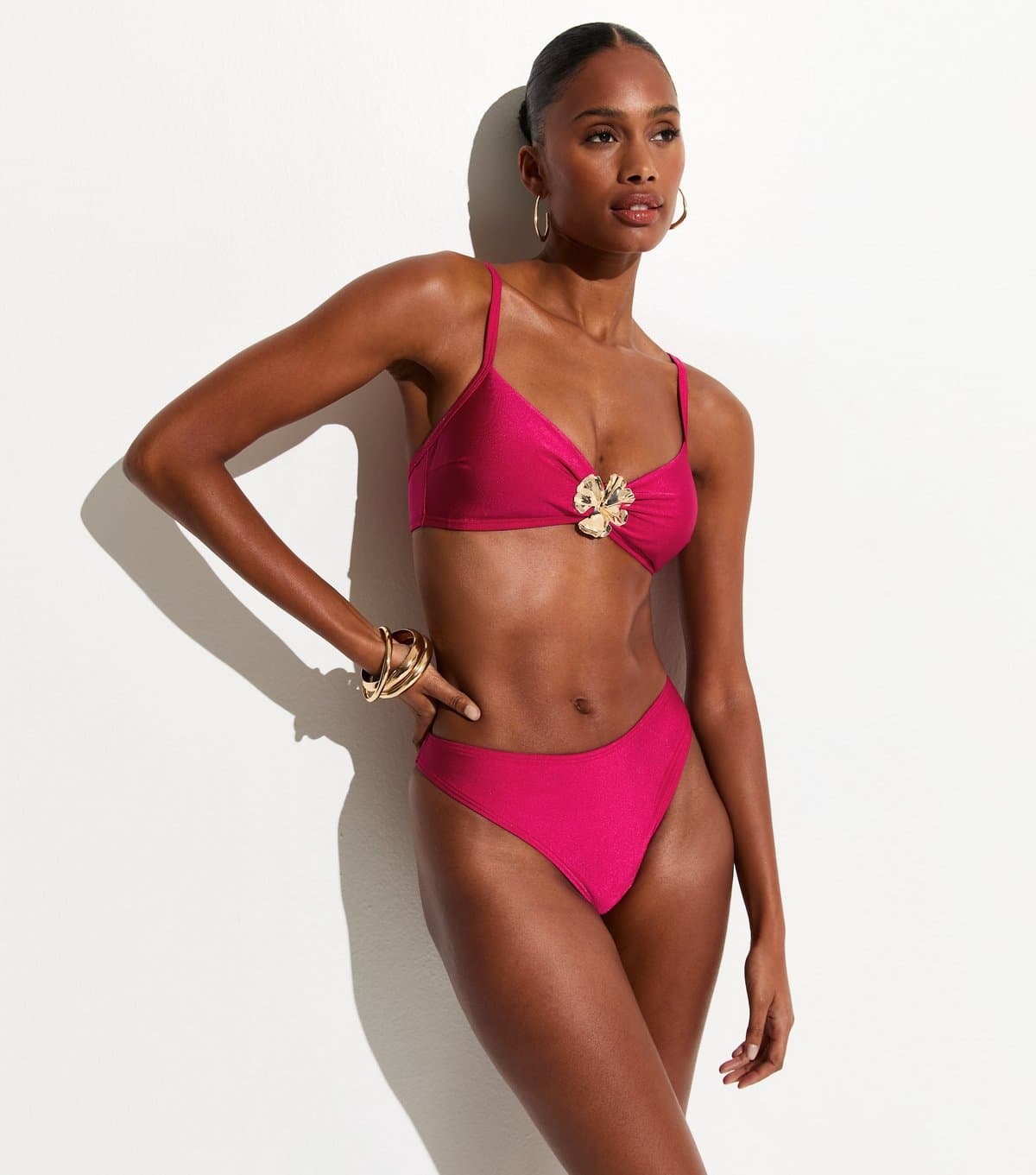 New Look New Look Dark Pink Jersey Hipster Bikini Bottoms