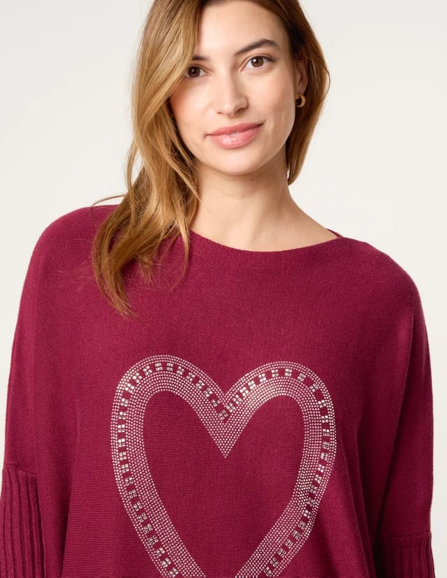 Blue Vanilla Heart Diamante Oversized Jumper - 2