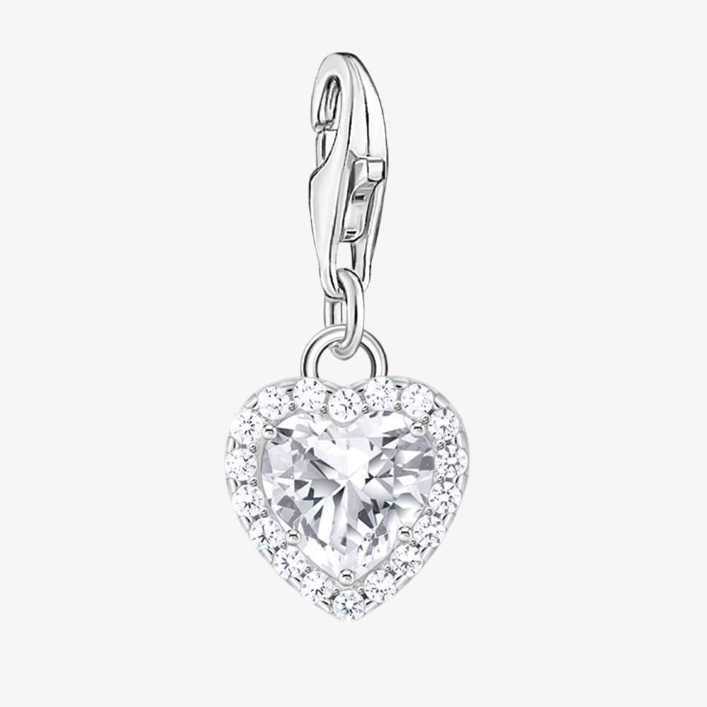 Thomas Sabo THOMAS SABO Women's As We Love Silver Cubic Zirconia Heart Dropper Charm 2202-051-14