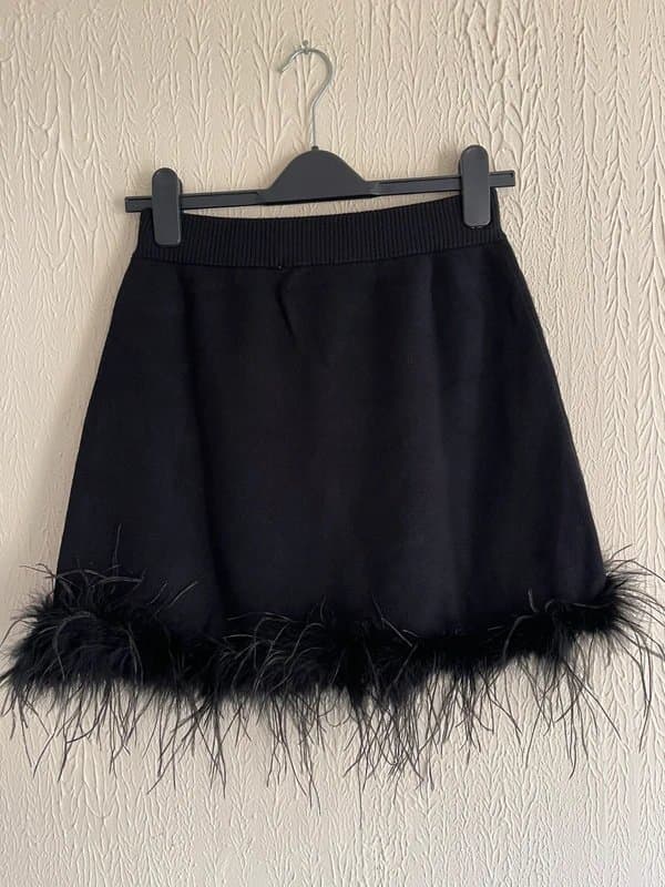 Never Fully Dressed Never fully dressed Black Jake skirt with feather trim BNWT size M