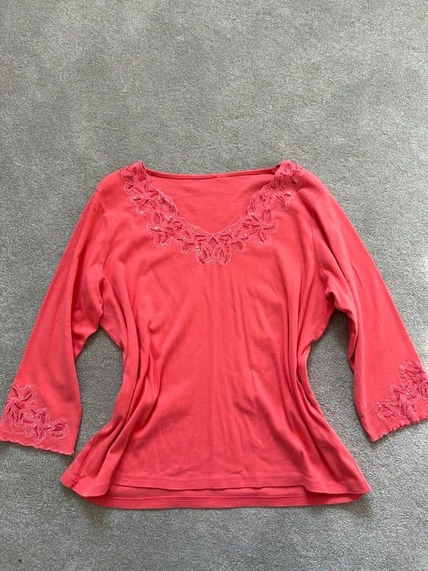 New Look Coral embroidery summer top