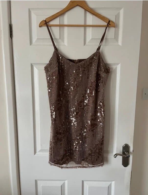 New Look Brand new New Look ladies brown sleeveless sequinned party dress size 14