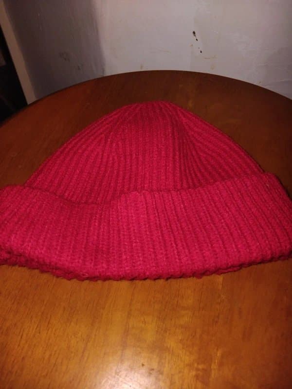 ASOS Red ribbed knit beanie hat
