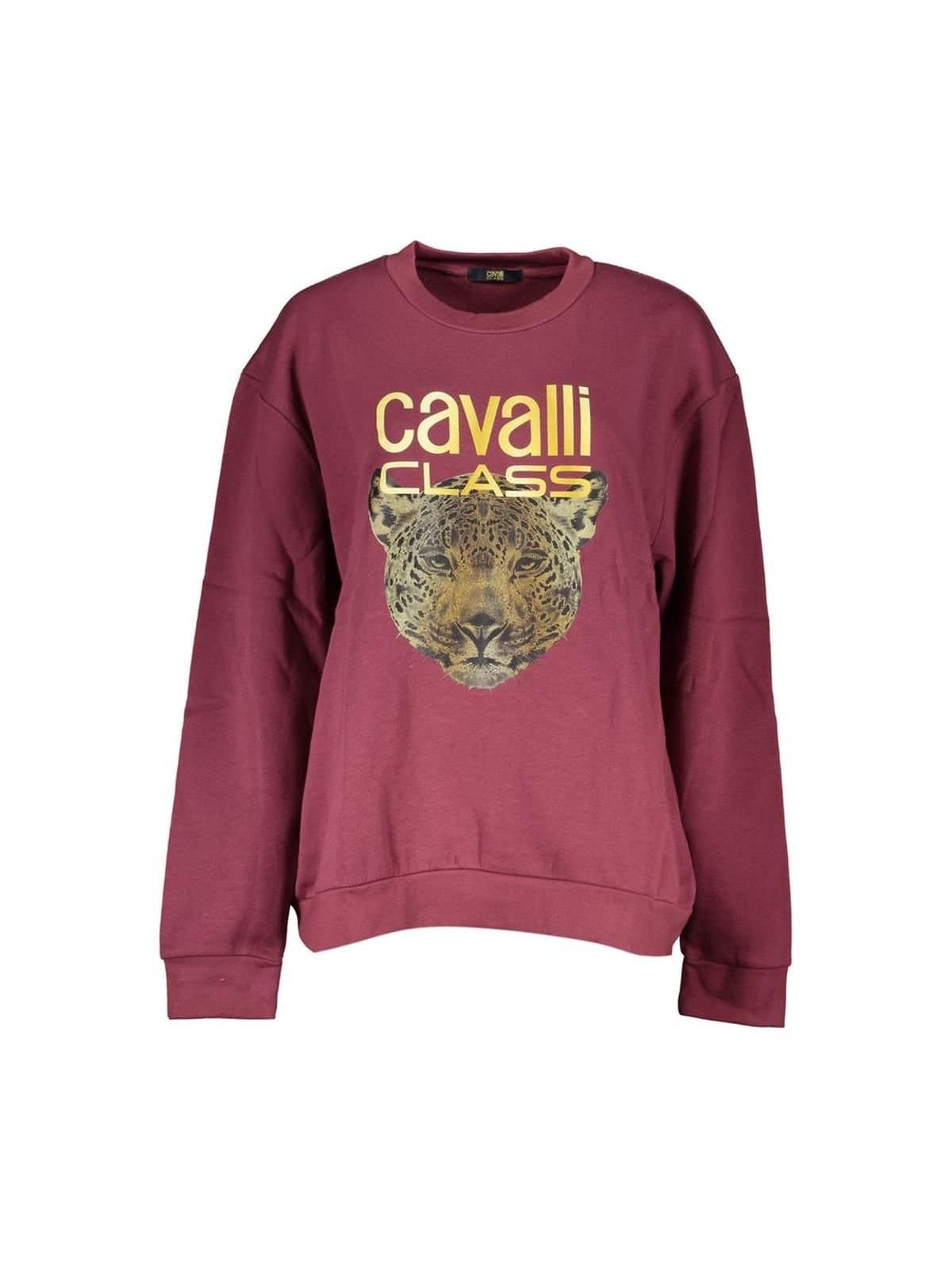 Cavalli Class Cavalli Class Women's Purple Fleece Crew Neck Sweatshirt with Logo Print