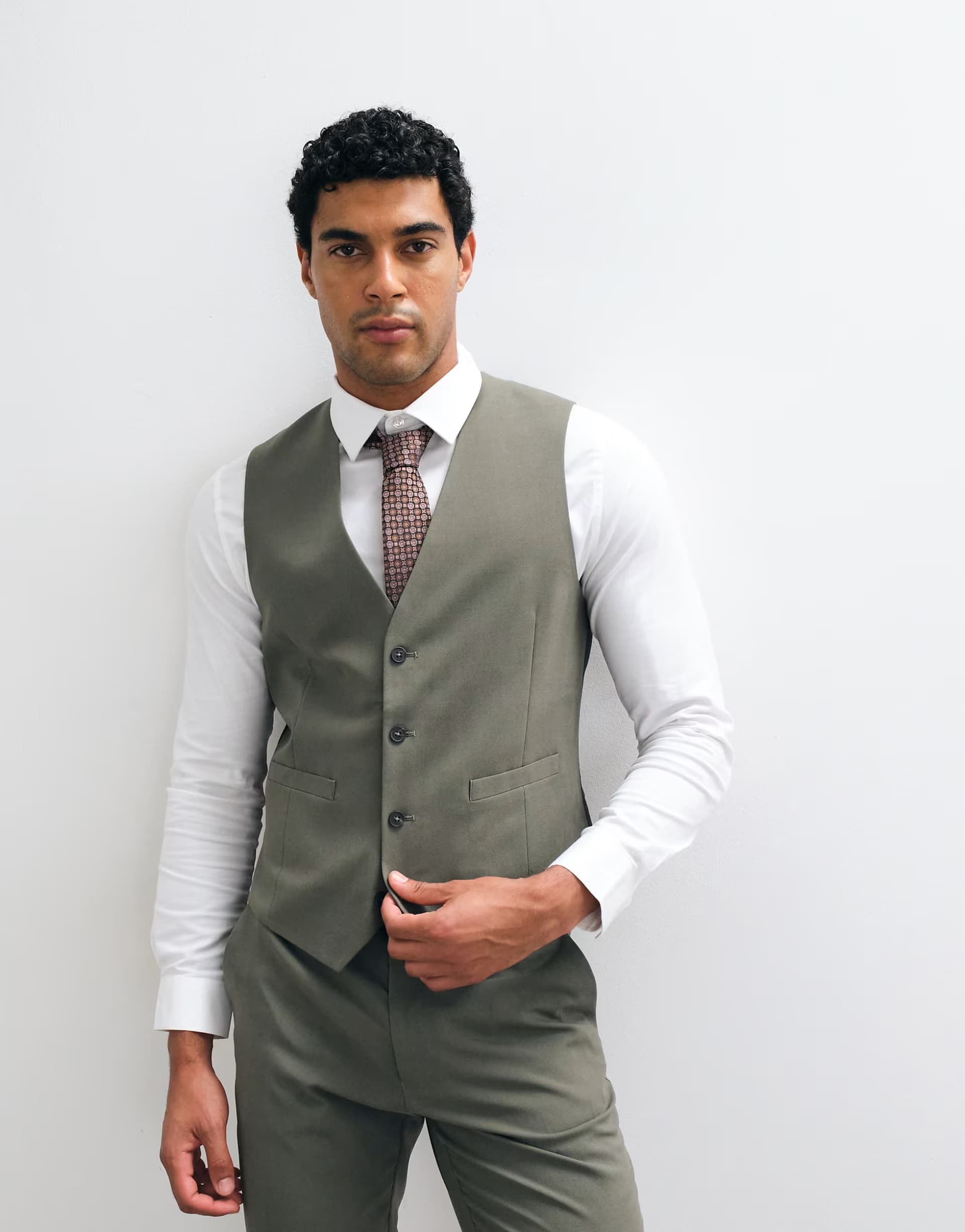 ASOS ASOS DESIGN slim suit waistcoat in olive green