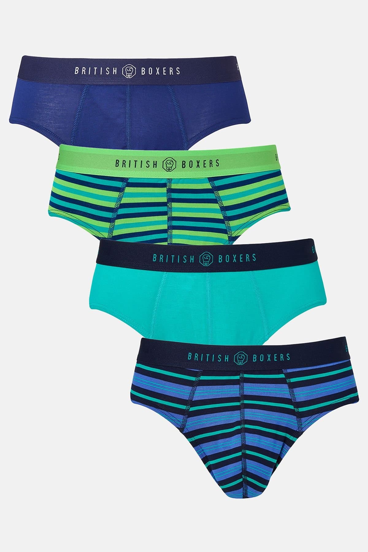 British Boxers British Boxers Men's Pack of Four "Electric Lime" Bamboo Briefs