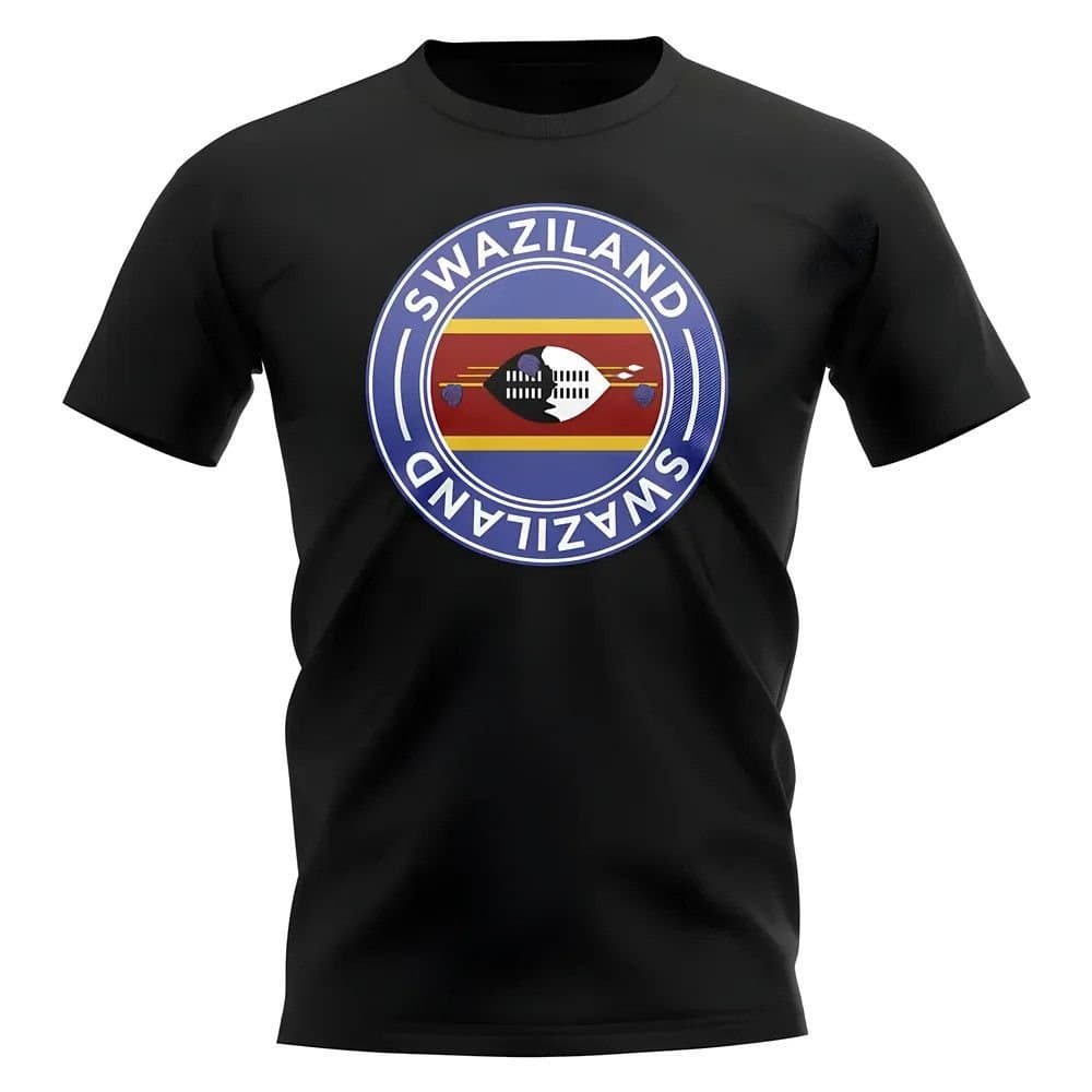 Swaziland Swaziland Men's Personalised Football Badge T-Shirt in Black