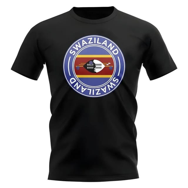 Swaziland Swaziland Men's Personalised Football Badge T-Shirt in Black - 2