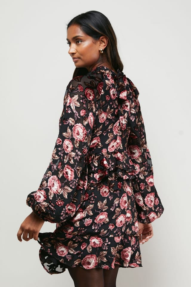 Oasis Oasis Women's Devore Tiered Boho Mini Dress in Rose - 3