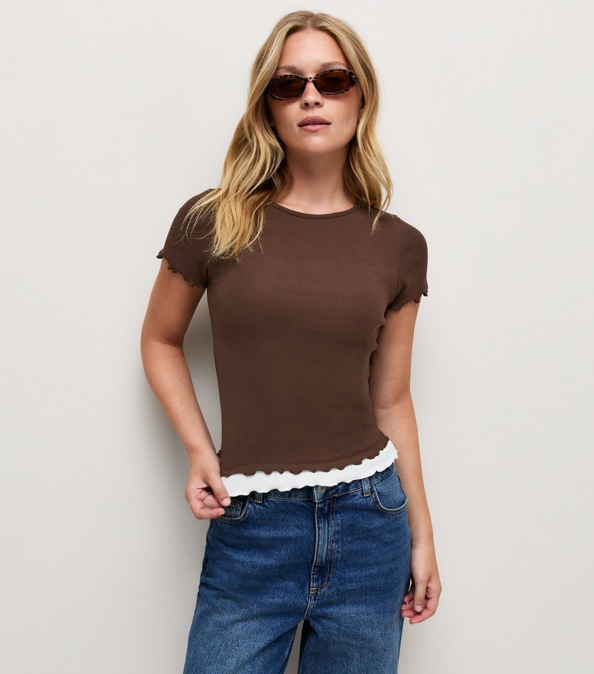 New Look New Look Brown Babylock Cotton Rich Baby Tee