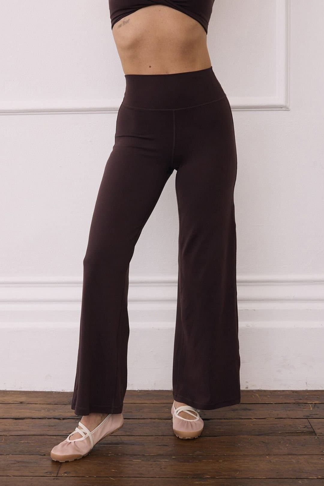 Gym + Coffee Gym + Coffee Women's Day Kind Wide Leg Leggings Mocha in Brown