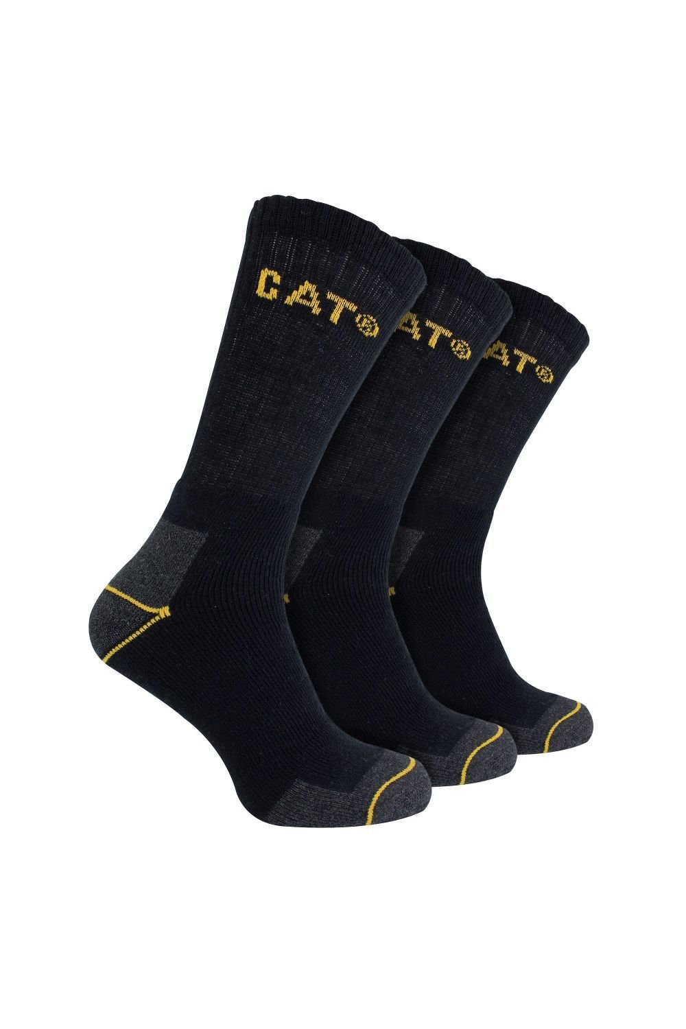 CAT CAT Men's 3 Pack Real Work Cotton Socks in Black - 1