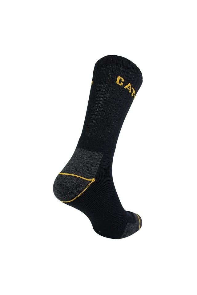 CAT CAT Men's 3 Pack Real Work Cotton Socks in Black - 3