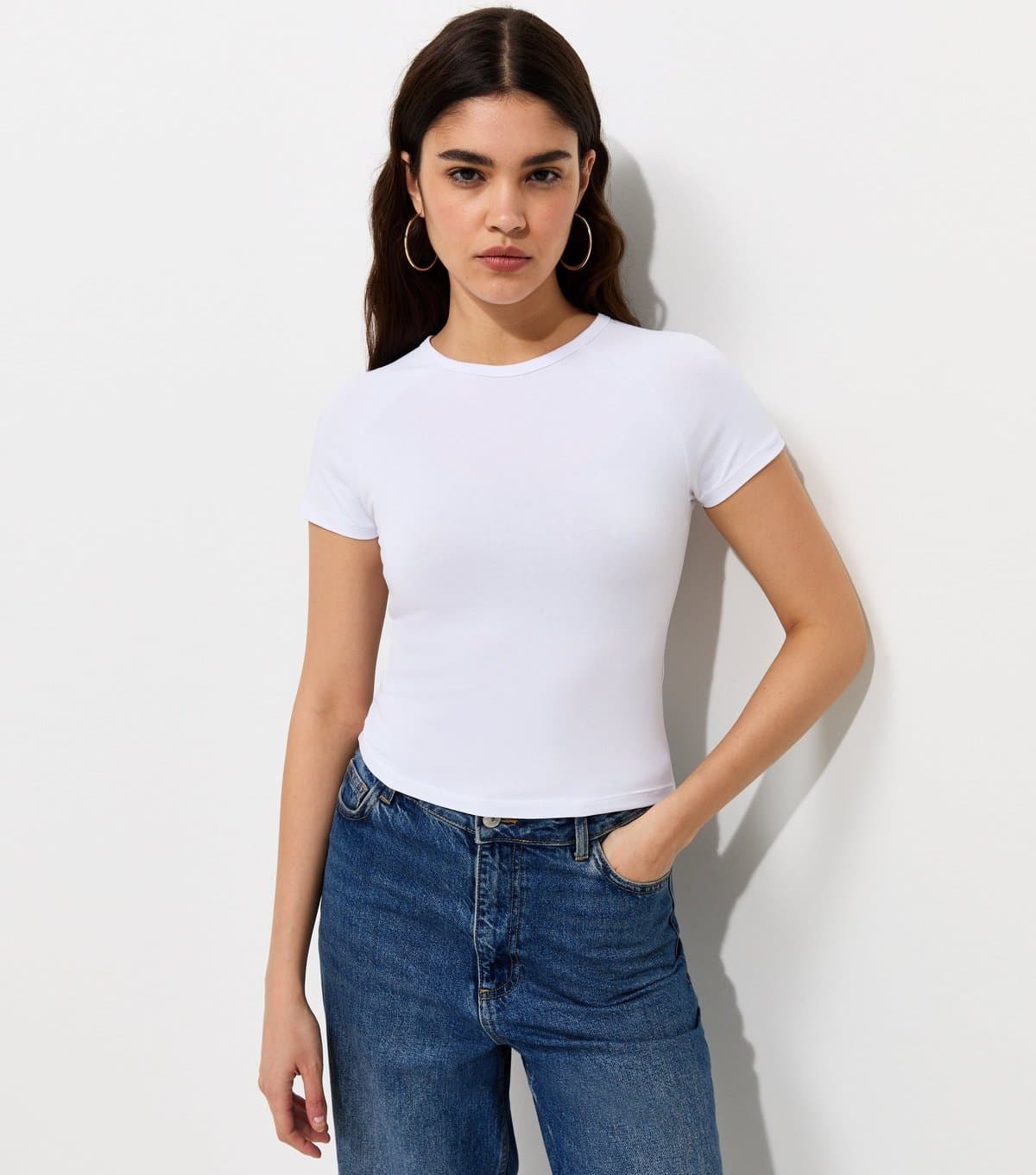 New Look New Look White Cotton-Rich Raglan Sleeve Baby Tee