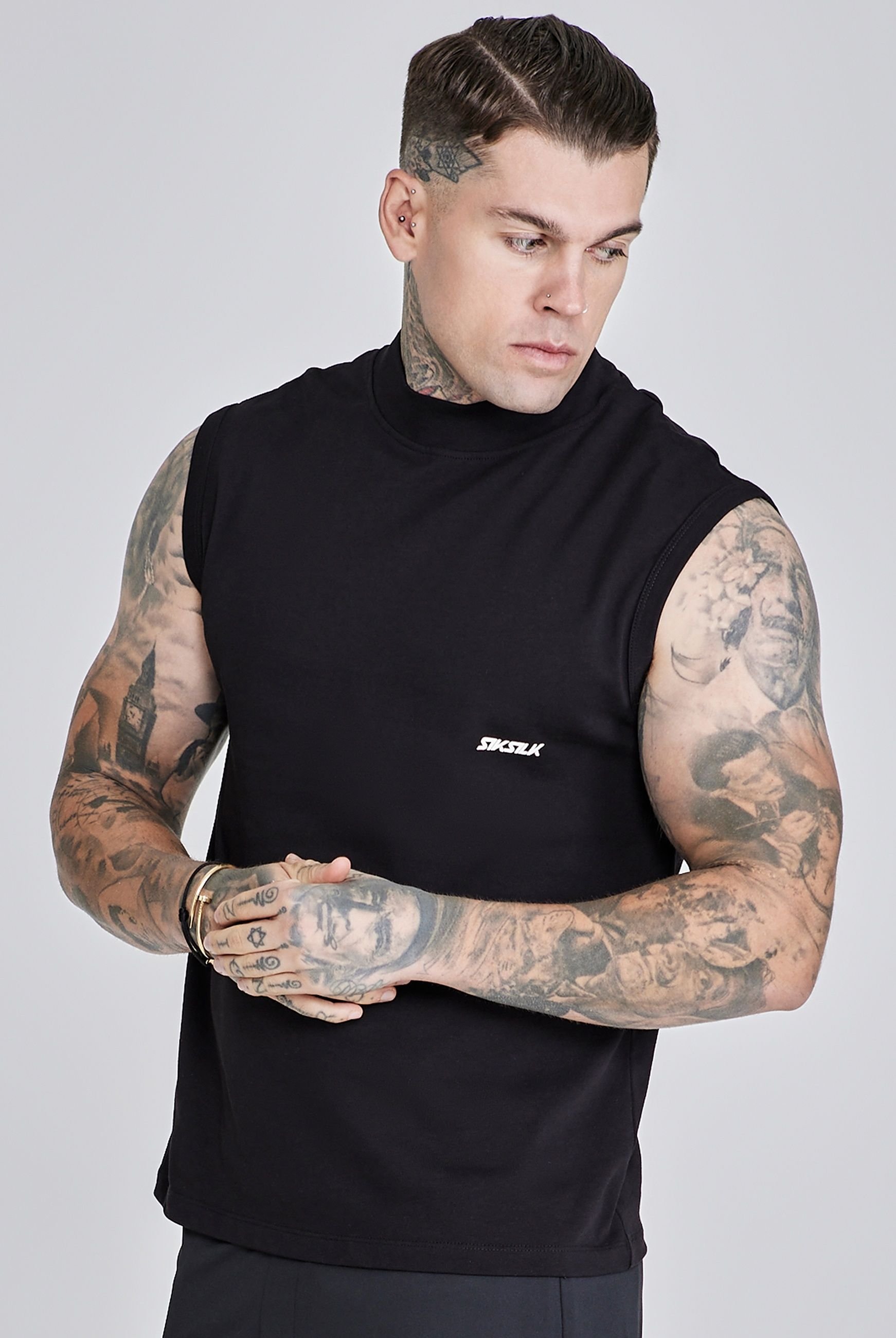 SikSilk SikSilk Men's Sleeveless T-Shirt in Black - 1