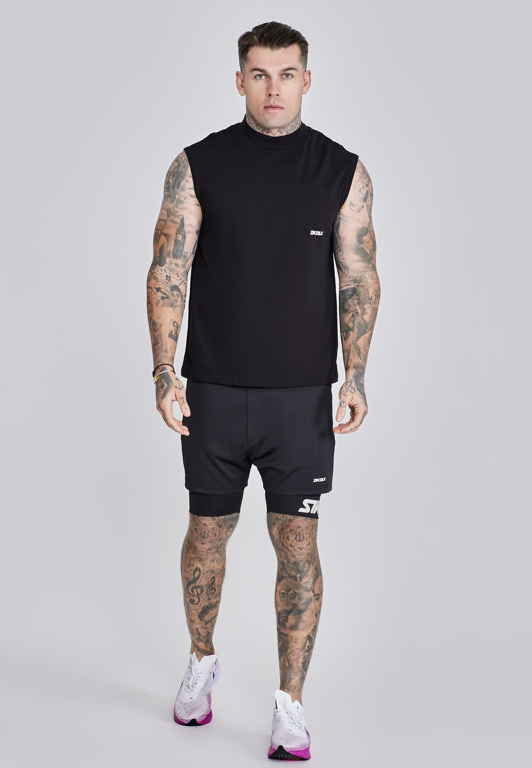 SikSilk SikSilk Men's Sleeveless T-Shirt in Black - 4