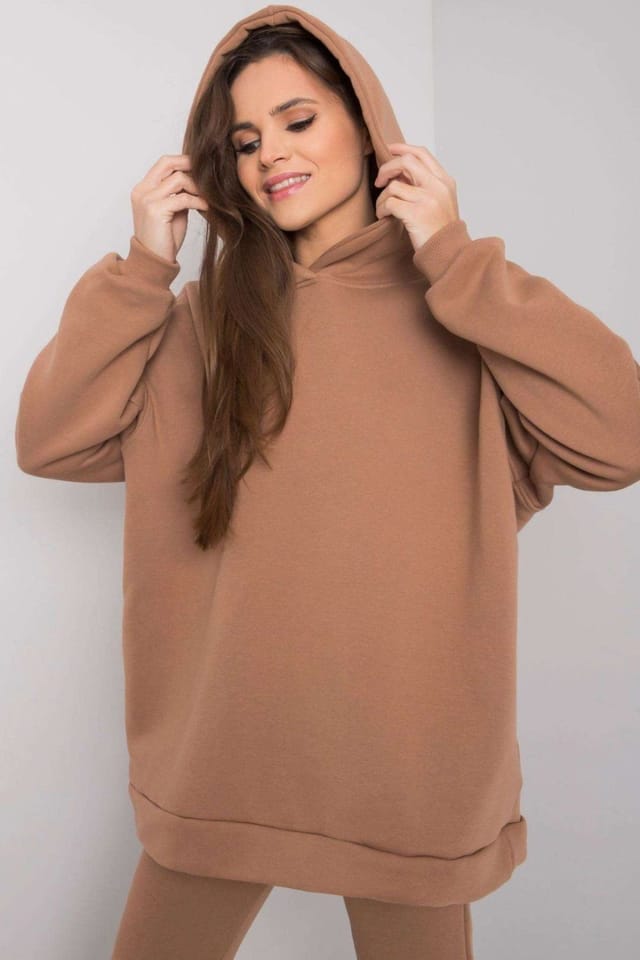 Love Lace Love Lace Women's Hooded Sweatshirt & Straight Sweatpants Set in Brown - 2