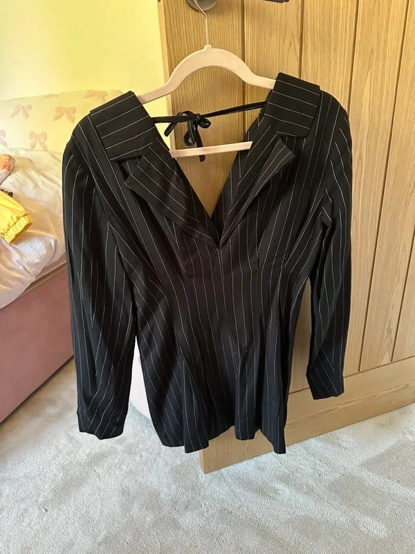 Topshop Black Pinstripe Blazer Style Shirt