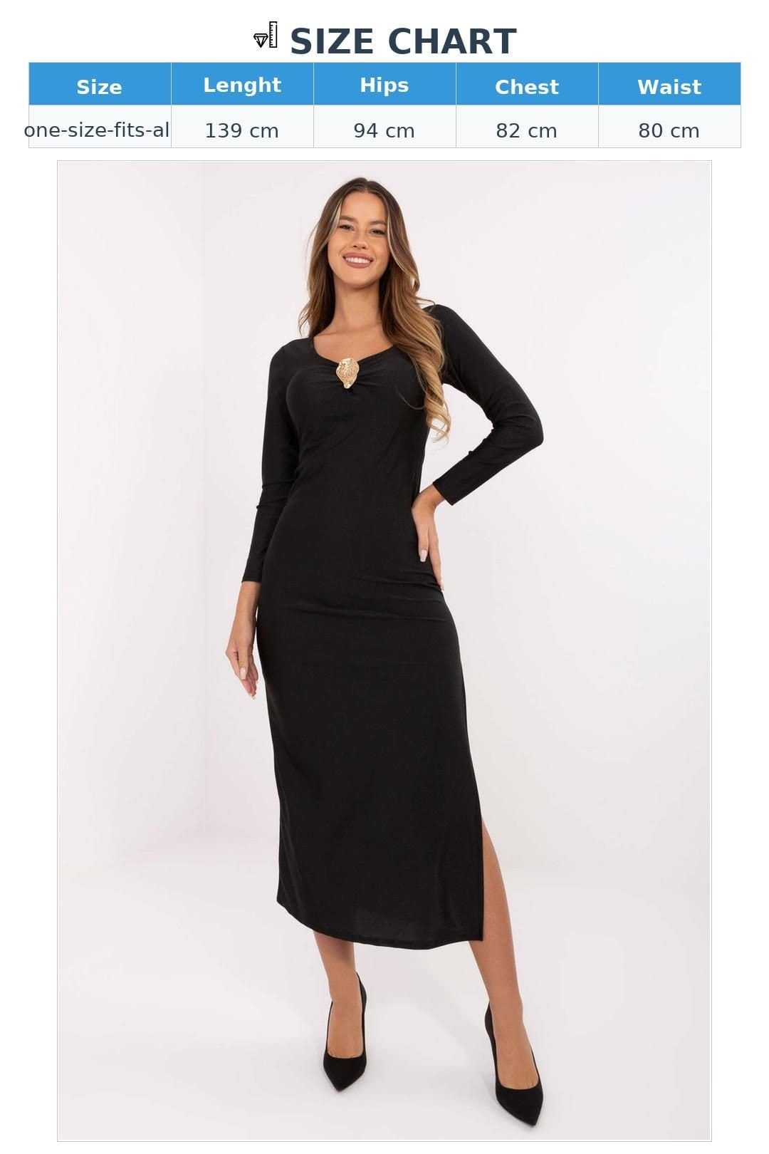 Love Lace Love Lace Women's Elegant V Neck Pencil Midi Evening Dress in Black - 4