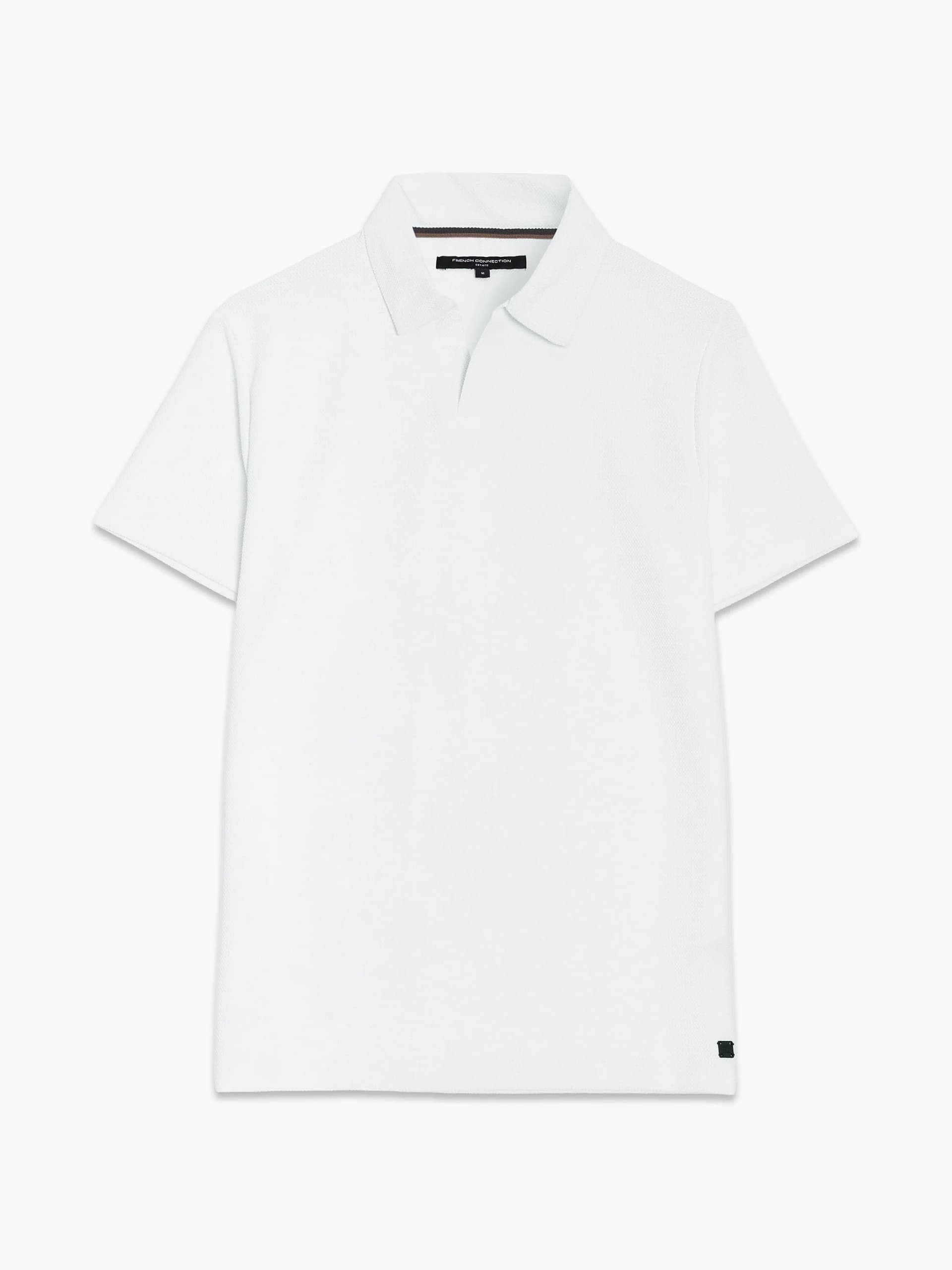 French Connection Short Sleeve Pointelle Knit White Polo Shirt White