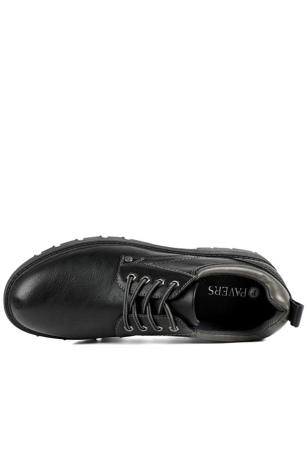 Pavers Pavers Men's Casual Chunky Lace Up Shoes in Black - 4