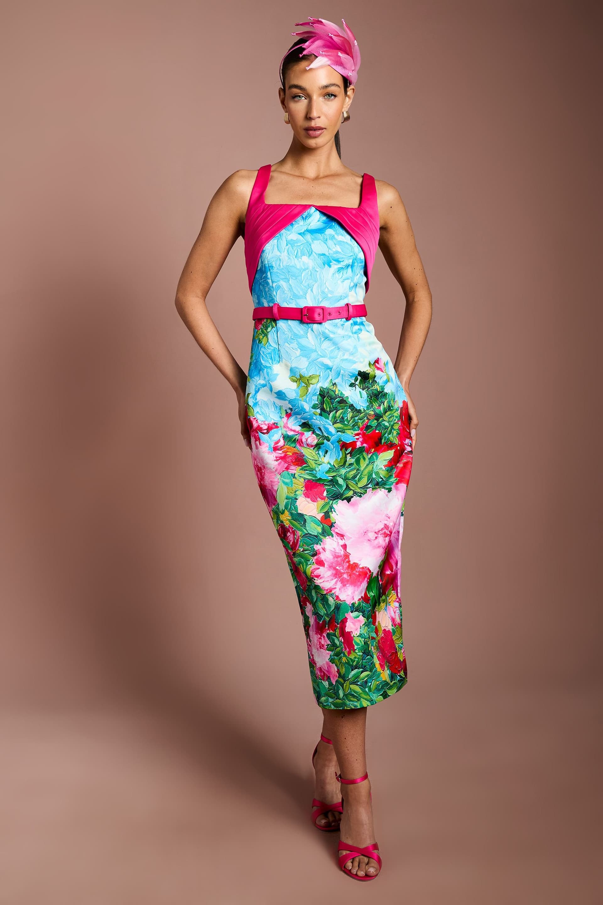 Coast Coast Women's Lisa Tan Printed Column Midi Dress