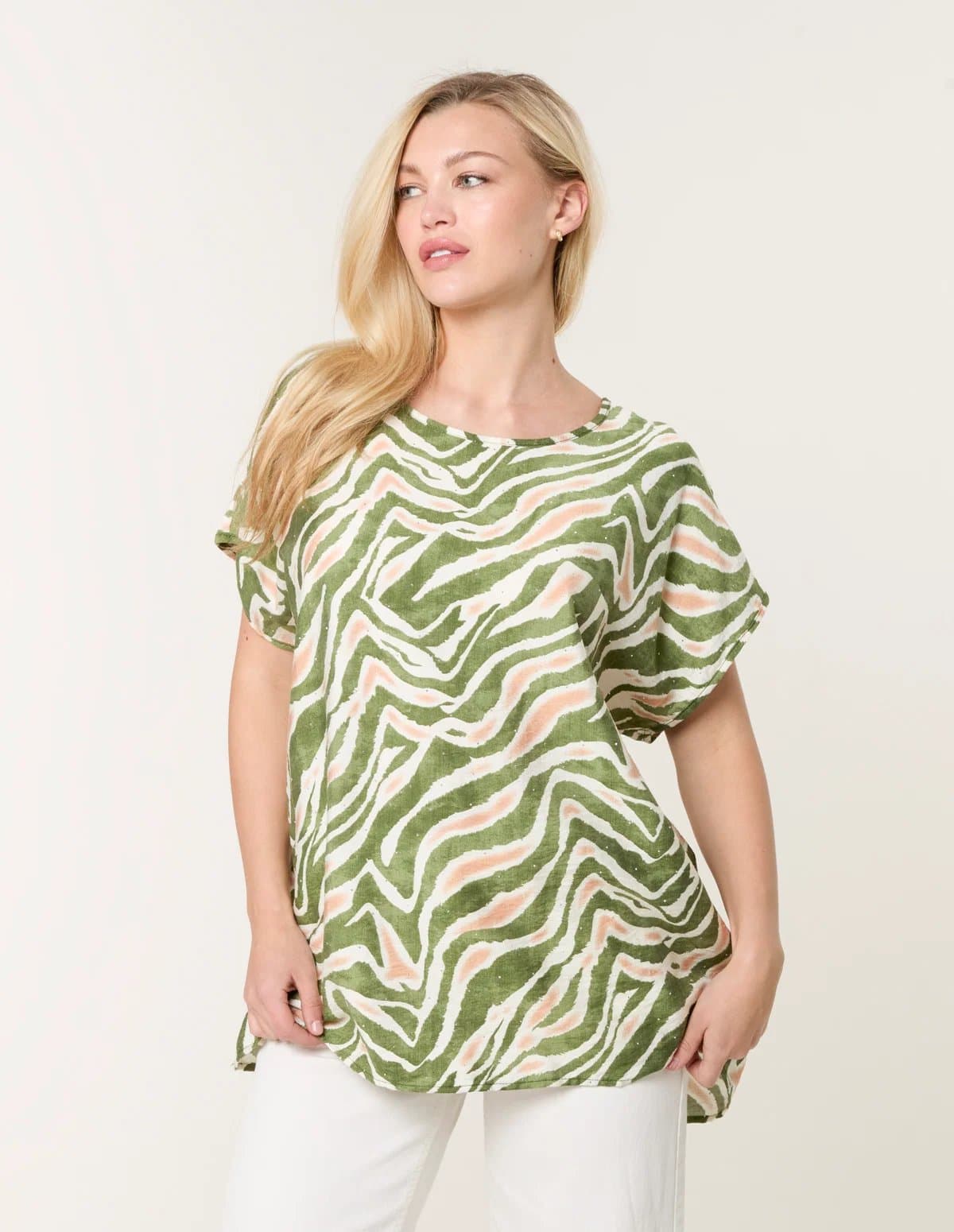 Blue Vanilla Animal Printed Diamante Detailed Top