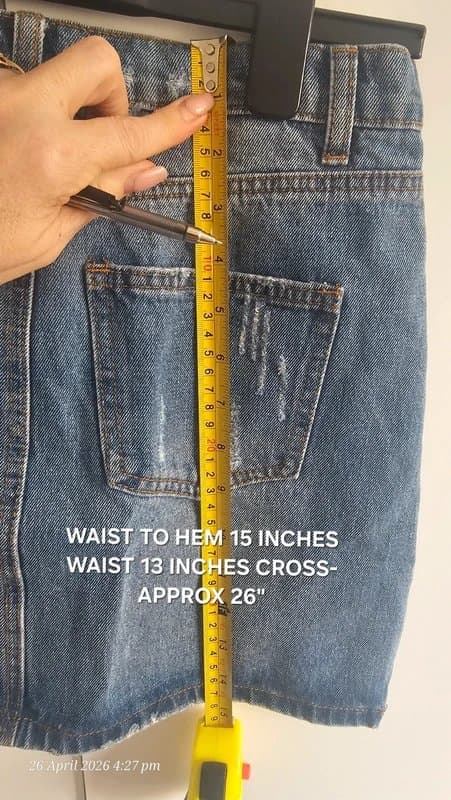 Boohoo Boohoo Distressed Denim Mini Skirt - Size UK 6
