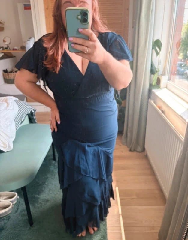 Coast Coast Curve Navy Ruffle Tiered Maxi Dress UK 18 BNWT Wedding Guest Bridesmaid