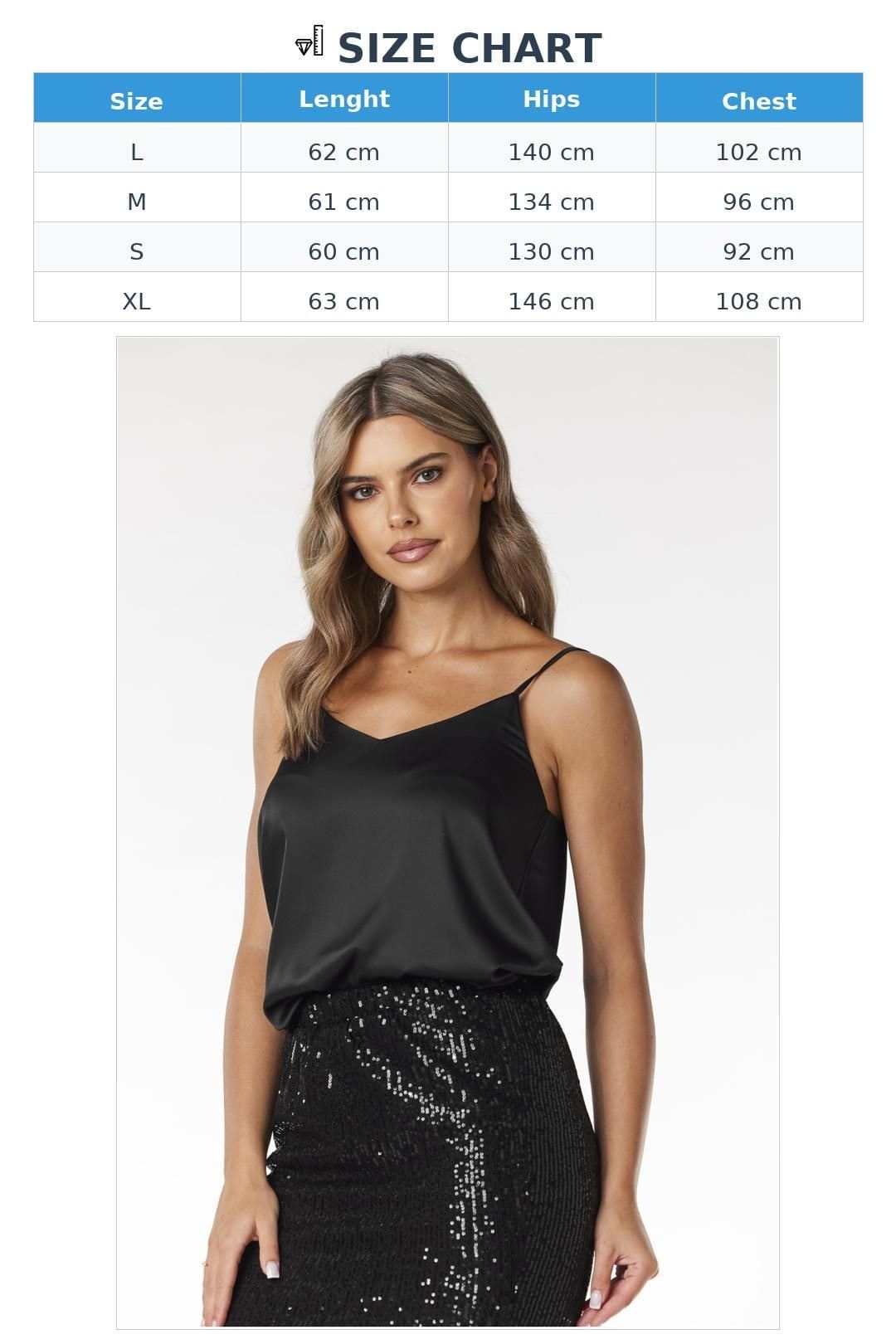 Love Lace Love Lace Women's Awama Satin Spaghetti Strap V Neck Top in Black - 4