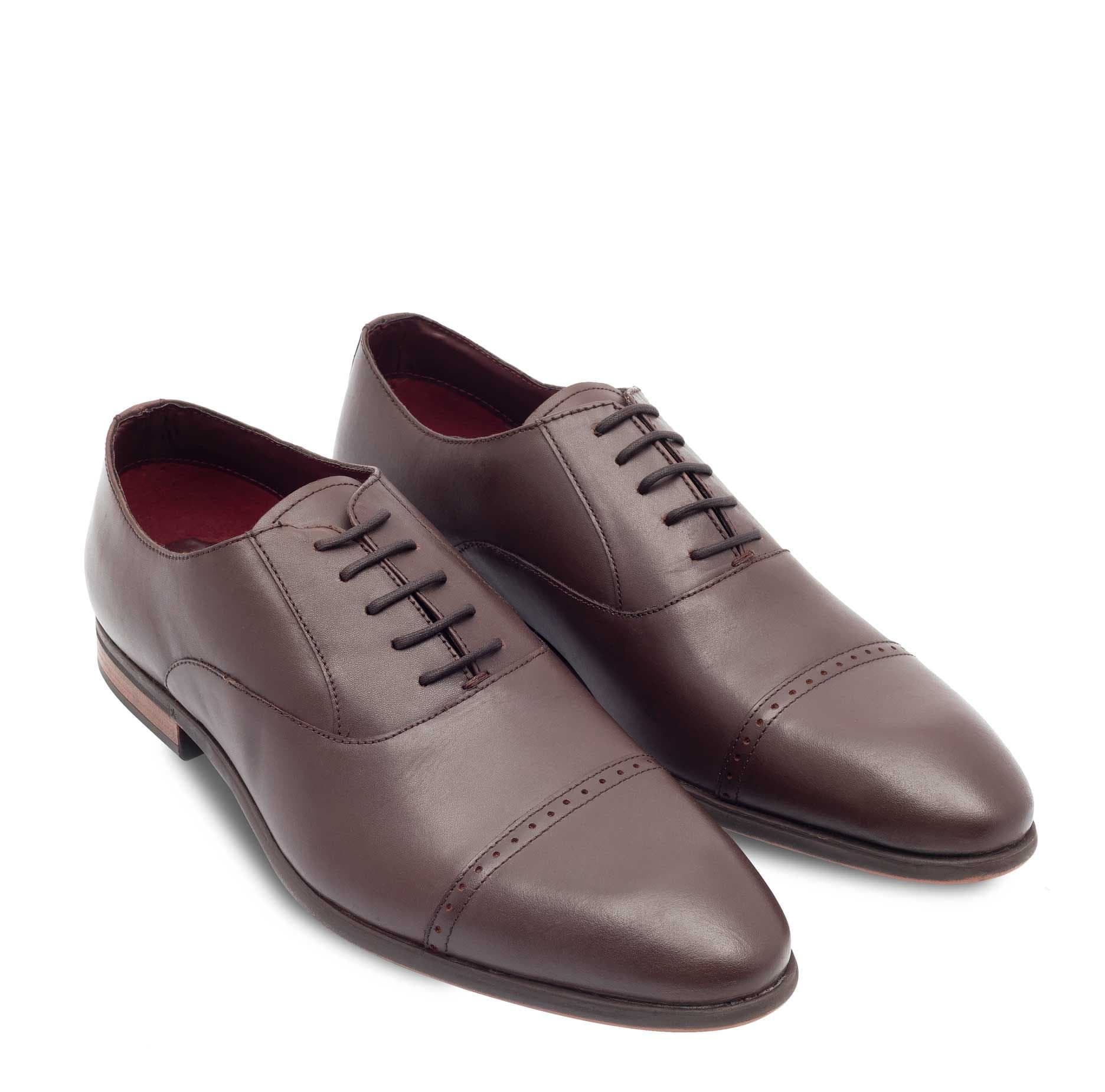 Paul Costelloe Paul Costelloe Men's Raffe Leather Shoes in Chocolate