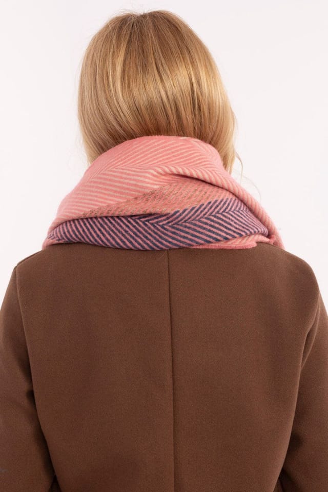 Love Lace Love Lace Women's Stylish Soft Winter Striped Viscose Scarf with Fringed Ends in Orange - 3