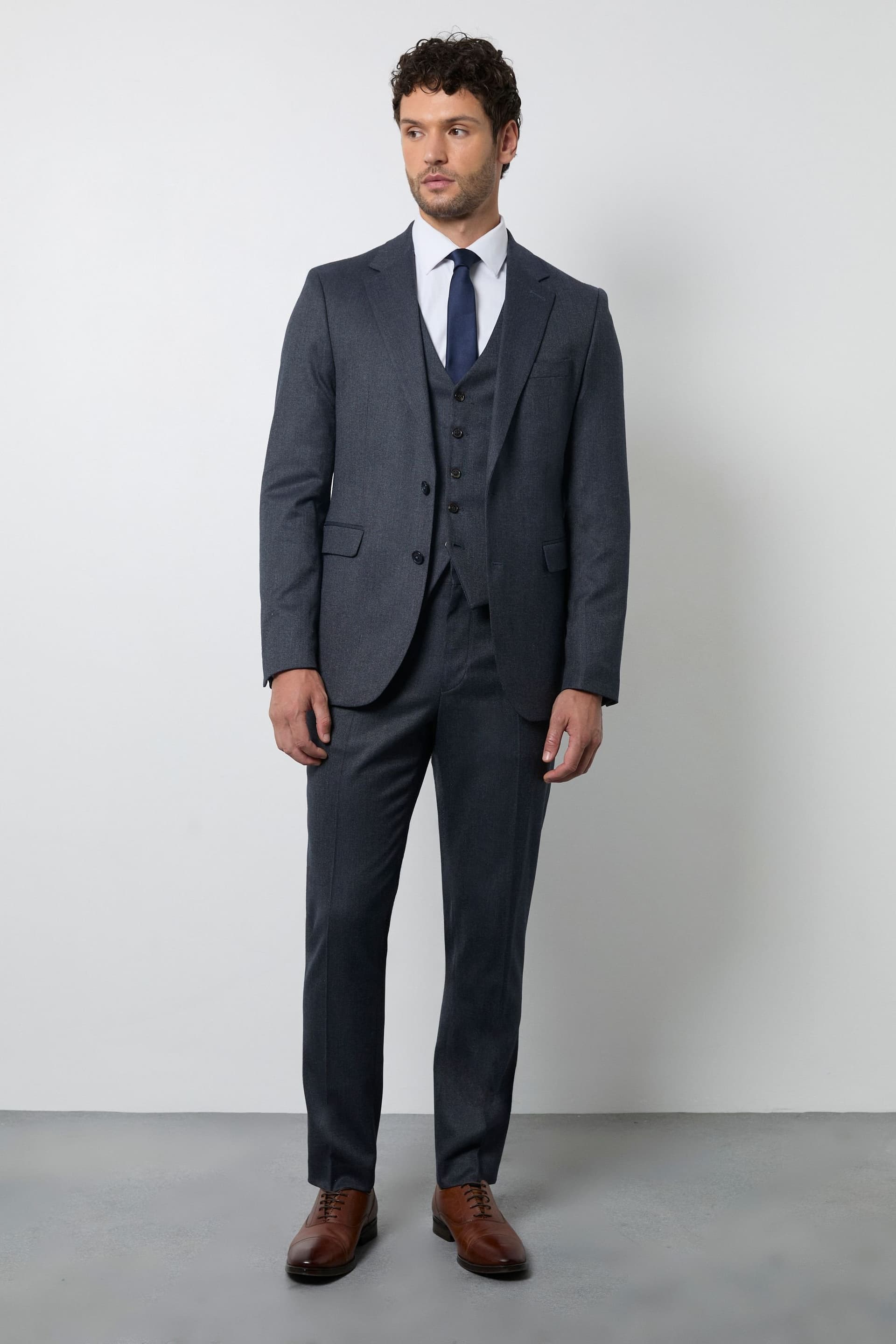 Burton Burton Men's Navy End On End Slim Fit Suit Trousers
