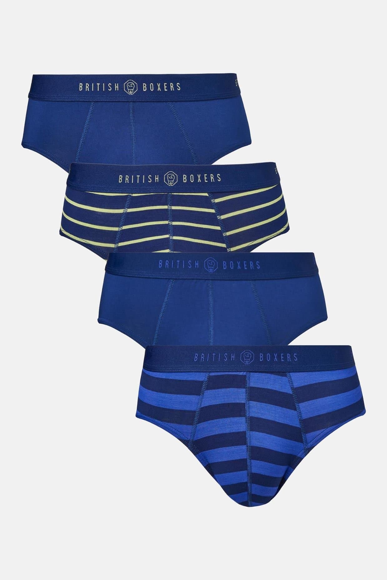 British Boxers British Boxers Men's Pack of Four "Fresh Navy" Bamboo Briefs in Navy