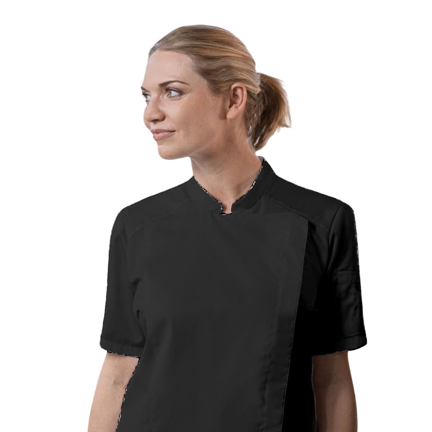Karlowsky Karlowsky Women's Modern-Look Short-Sleeved Chef Jacket in Black