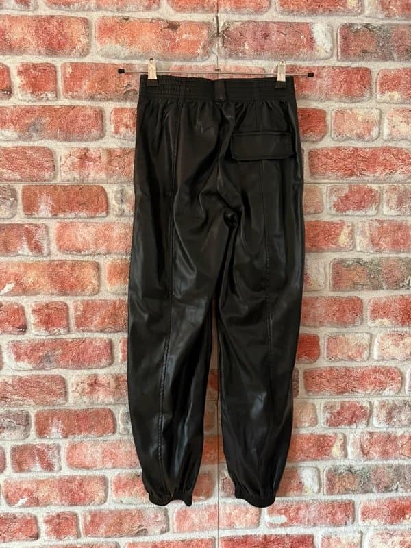 Bershka Bershka Black Faux Leather Cargo Pants