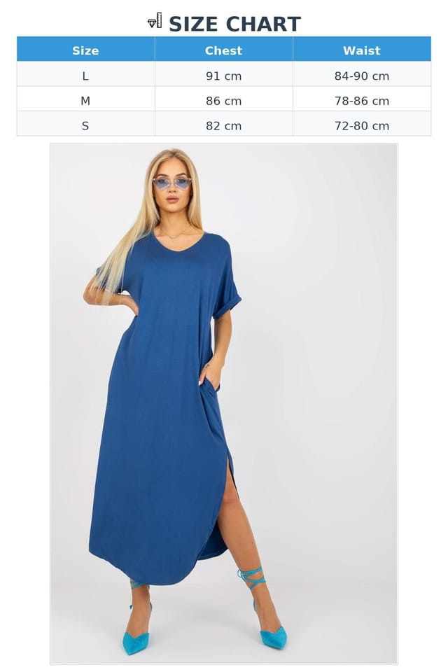 Love Lace Love Lace Women's Short Sleeve Dress with Side Slip Pockets in Blue - 3