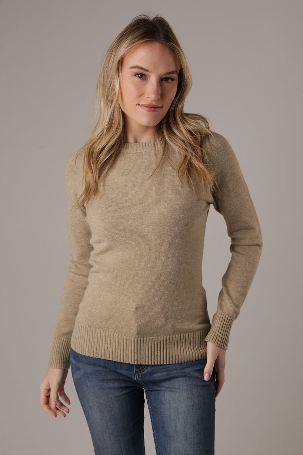 French Connection French Connection Women's Cosy Soft Touch Crew Neck Raglan Jumper in Camel