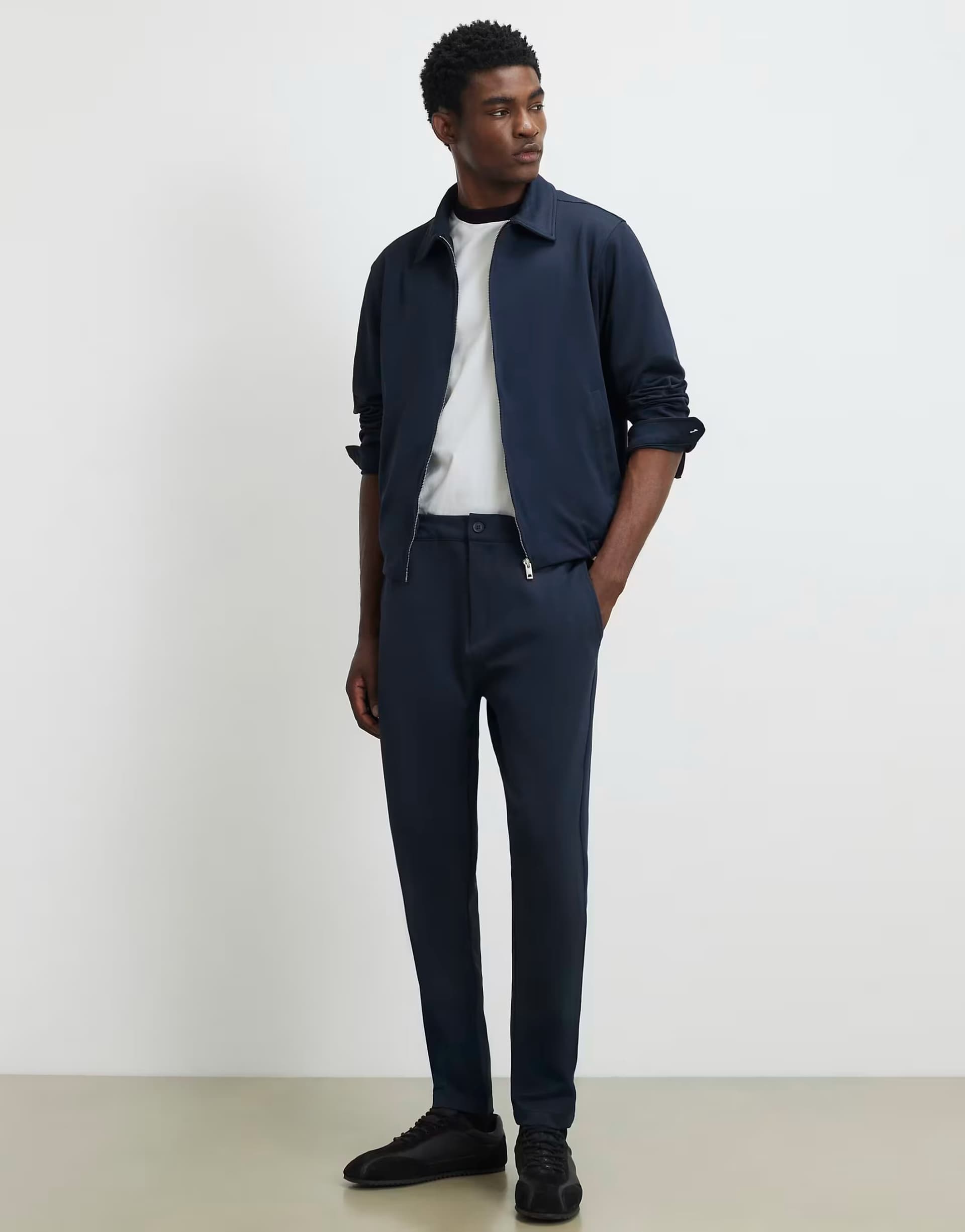 ASOS River Island Slim fit fixed waist cotton joggers in navy