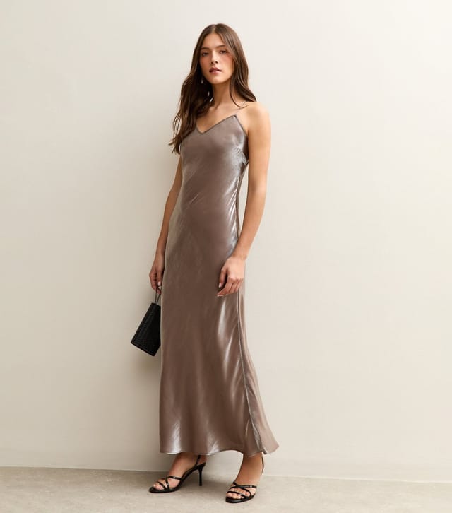 New Look Women's Brown Satin Slip Maxi Dress New Look - 3