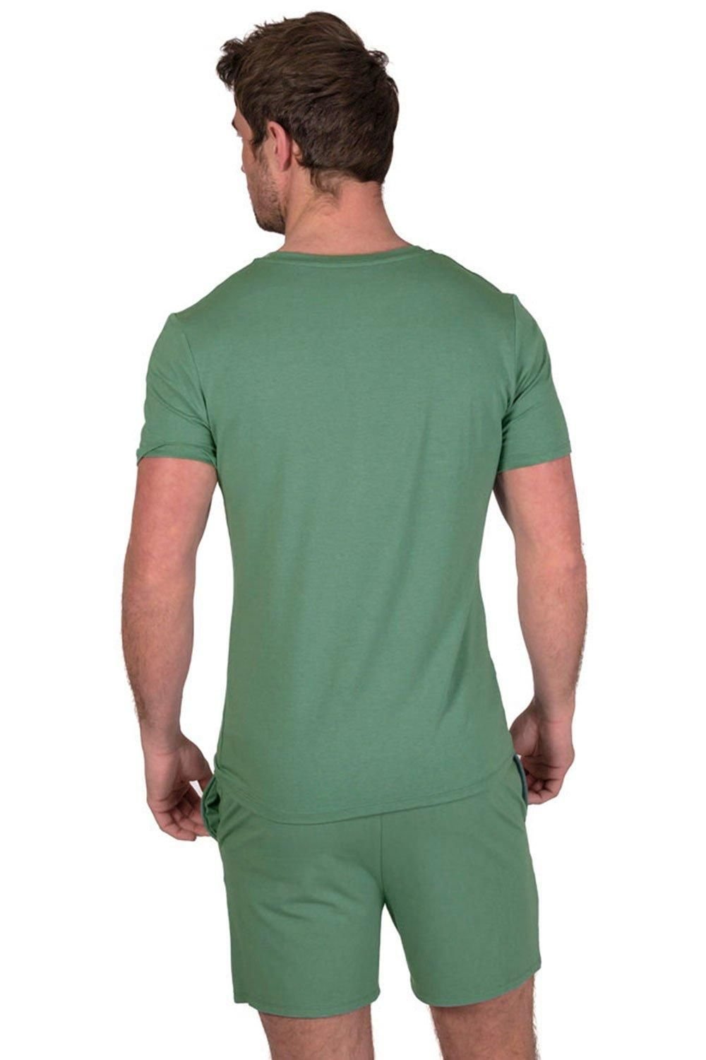 Light & Shade Light & Shade Men's Crew Neck Tee & Short Pyjama Set in Green - 3
