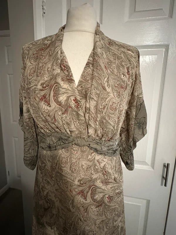 Autograph Autograph M&S 100% Silk Maxi Dress UK 10 Empire Line V Neck Fully Lined Occasion