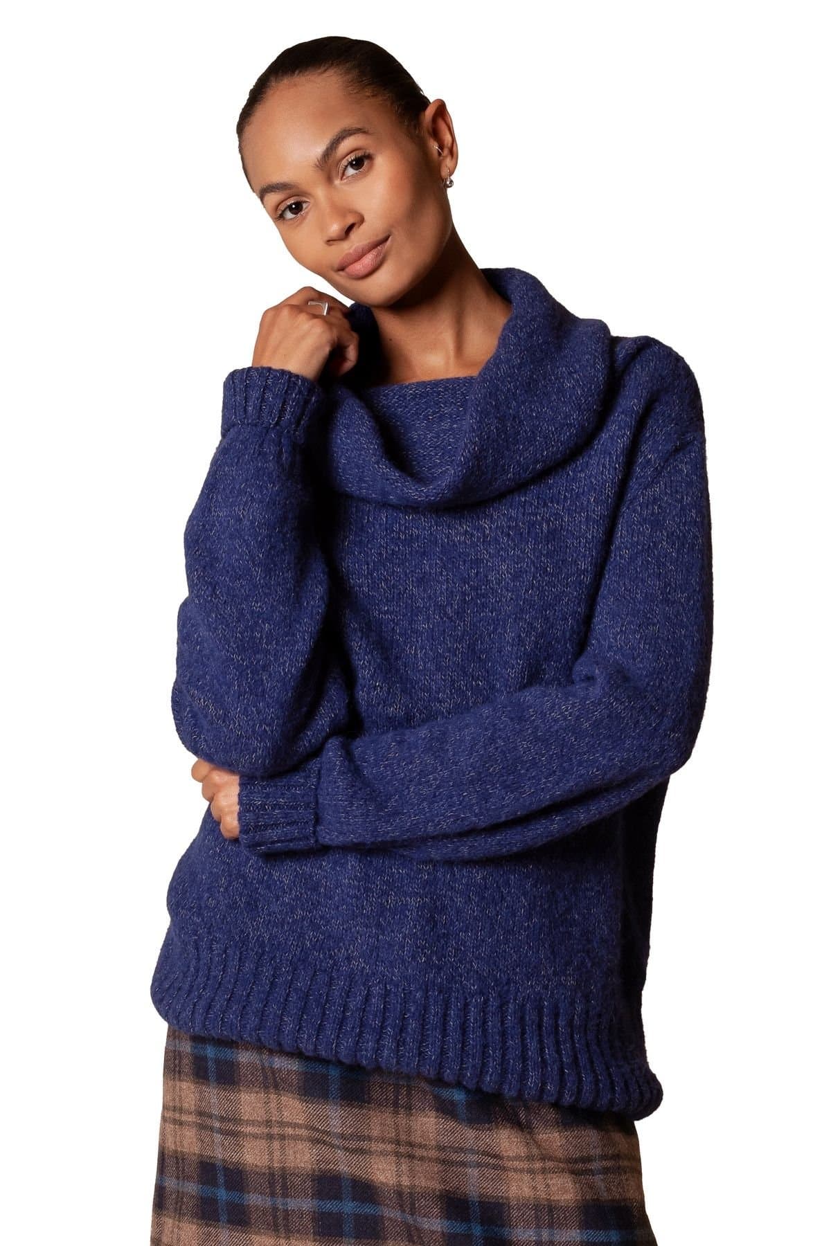 Celtic & Co Celtic & Co Women's Alpaca Silk Blend Cowl Neck Sweater in Dark Indigo