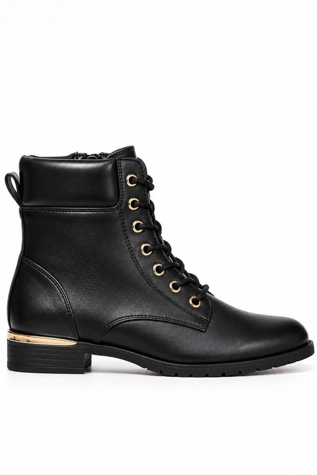 Spot On Spot On Women's Lace Up Ankle Boot with Padded Collar in Black - 2
